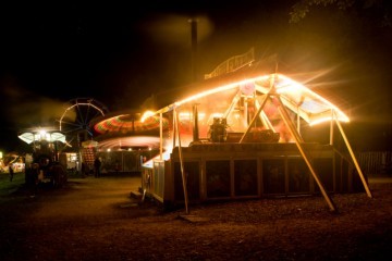 Fairground at Night with the Steam Yacht, Emperor, Razzle Dazzle and Big Wheel