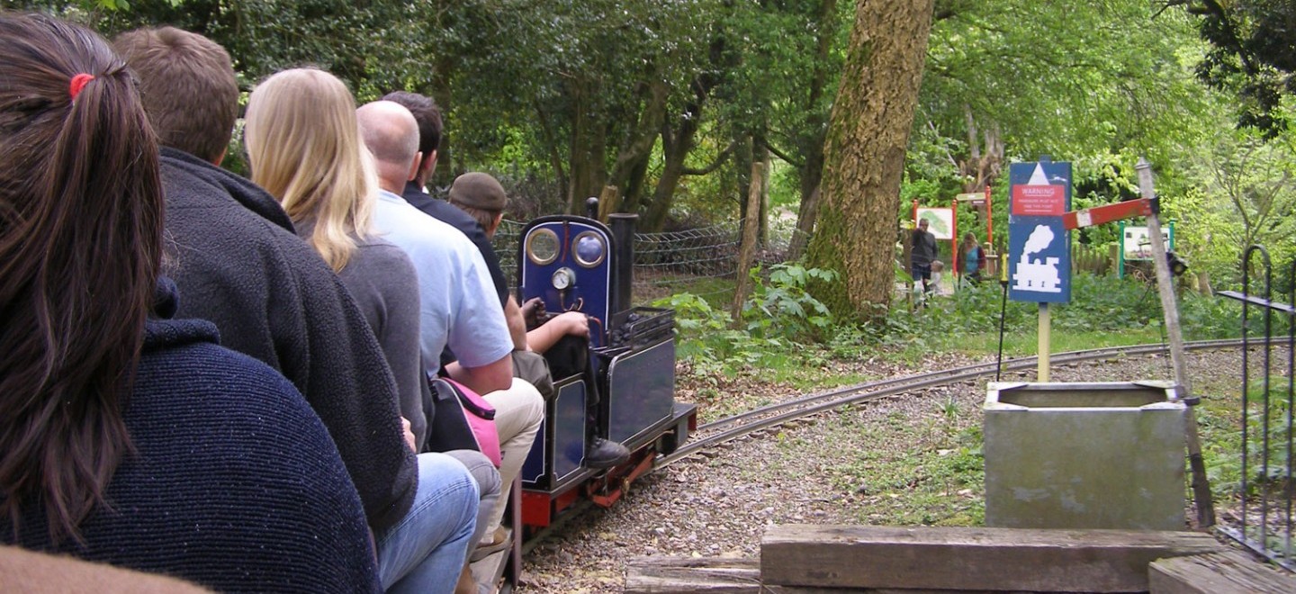 Aboard the Hollycombe miniature Garden Railway