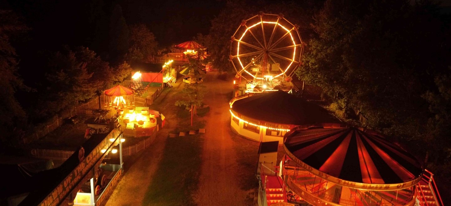 The Hollycombe Fairground at Night