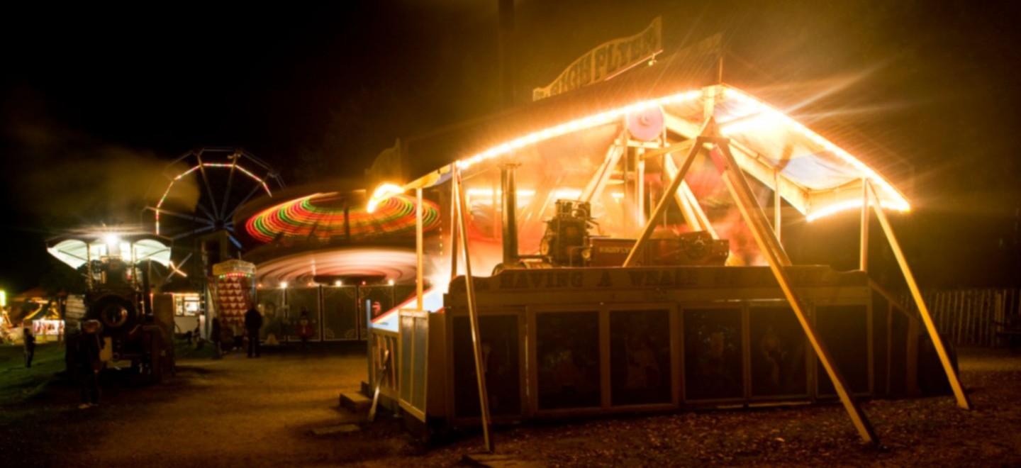 Fairground at Night with the Steam Yacht, Emperor, Razzle Dazzle and Big Wheel